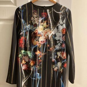 Clover Canyon Black Floral Long Sleeve dress . George Bernard Shaw collection .